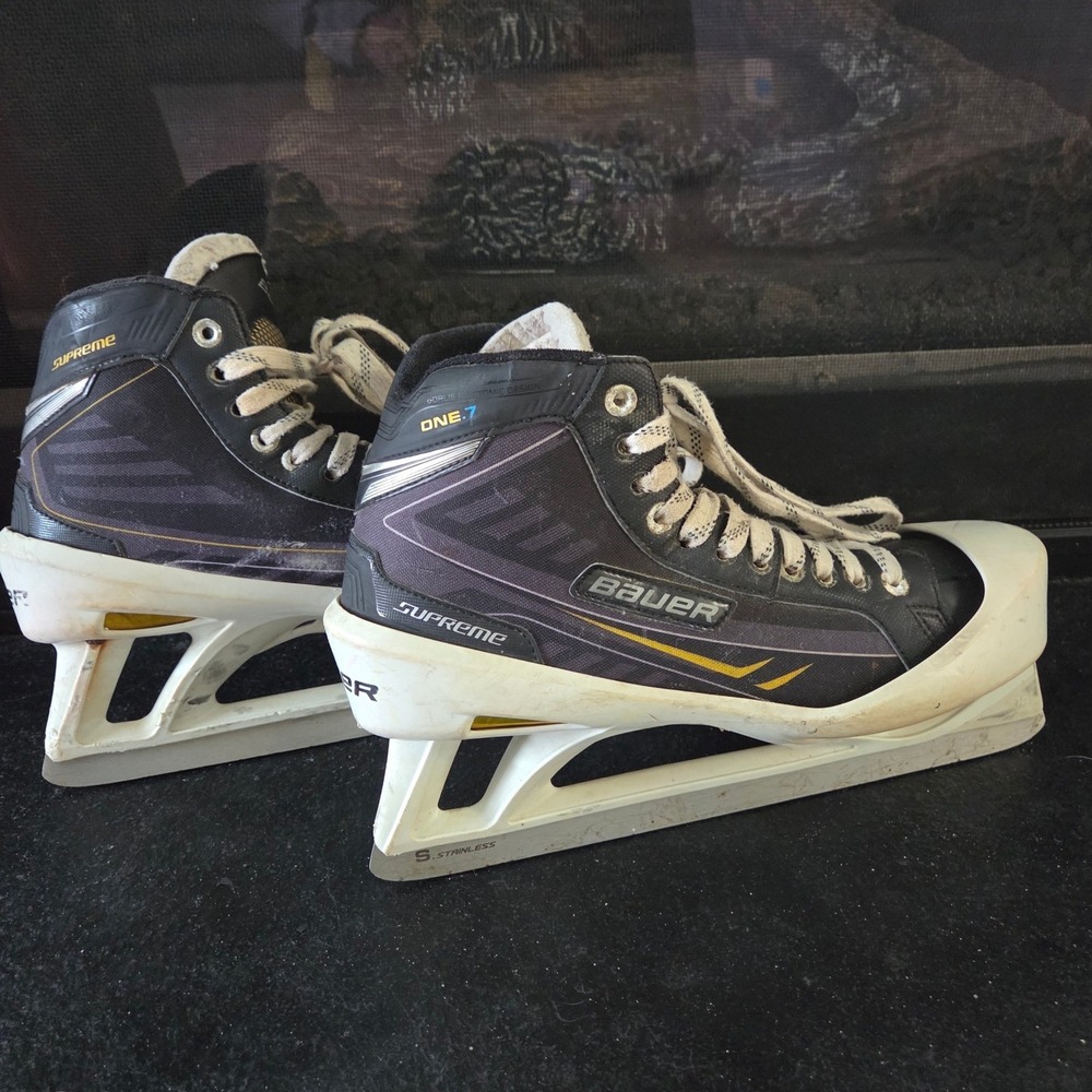 Bauer Supreme One.7 Goalie Ice Hockey Skates Black White Mens Size 13 US